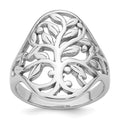 Sterling Silver Rhodium-plated Polished Fancy Leaf Ring