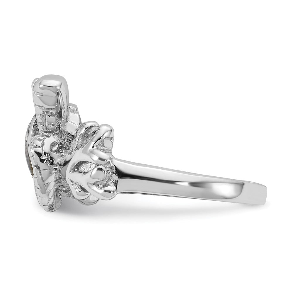 Sterling Silver Rhodium-plated Polished Abalone Sea Turtle Ring