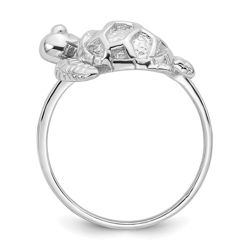 Sterling Silver Rhodium-plated Polished Turtle Ring