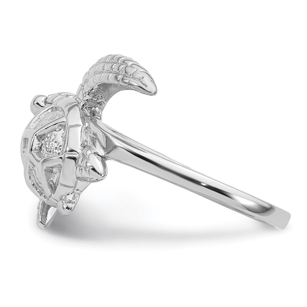 Sterling Silver Rhodium-plated Polished Turtle Ring