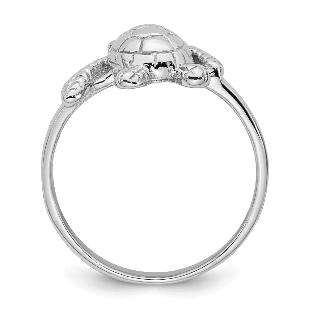 Sterling Silver Rhodium-plated Polished Turtle Ring