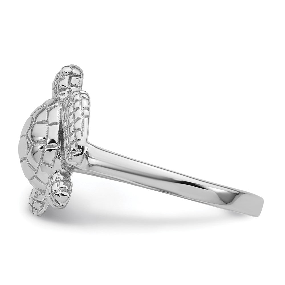 Sterling Silver Rhodium-plated Polished Turtle Ring
