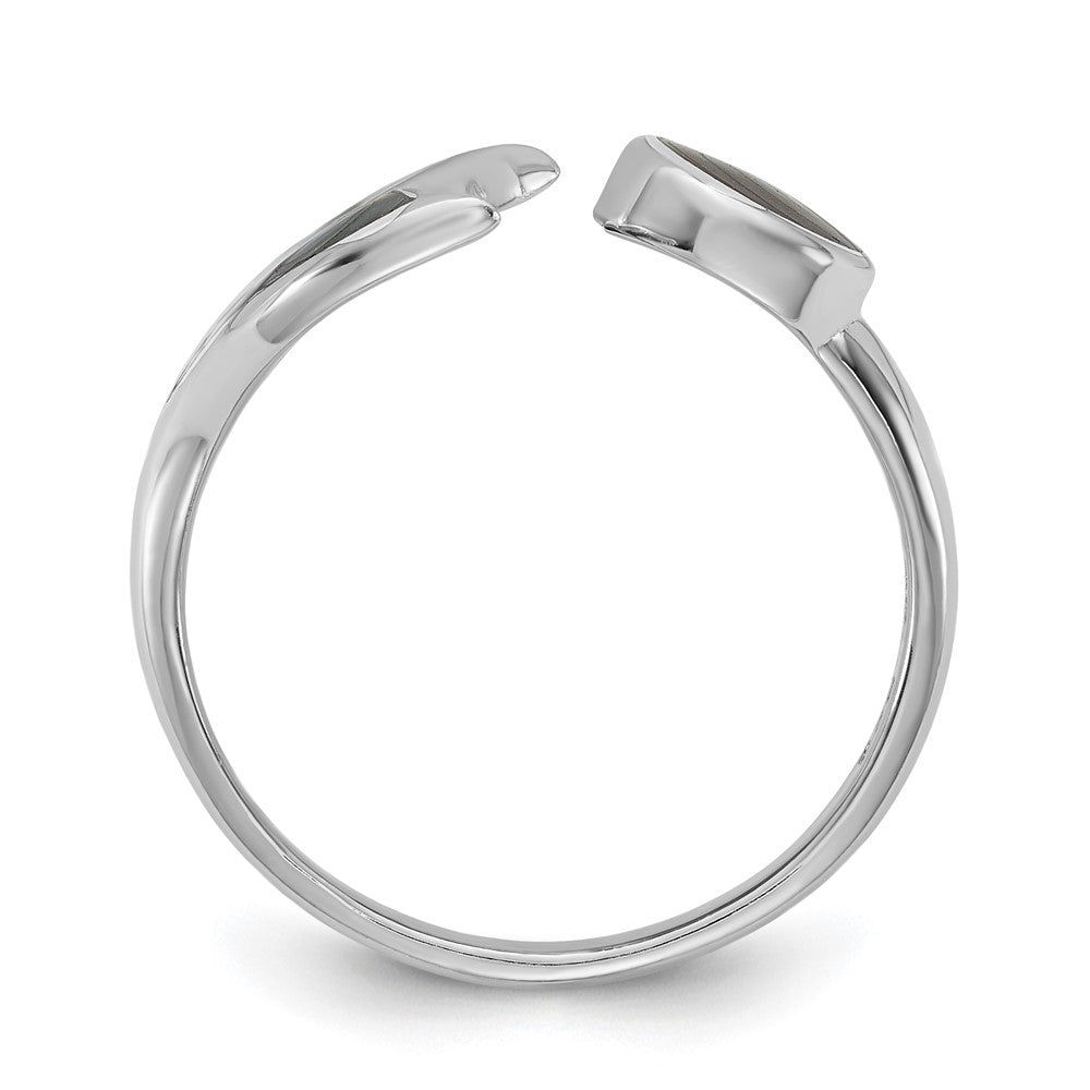 Sterling Silver Rhod-pl Polished Abalone Whale Tail Ring