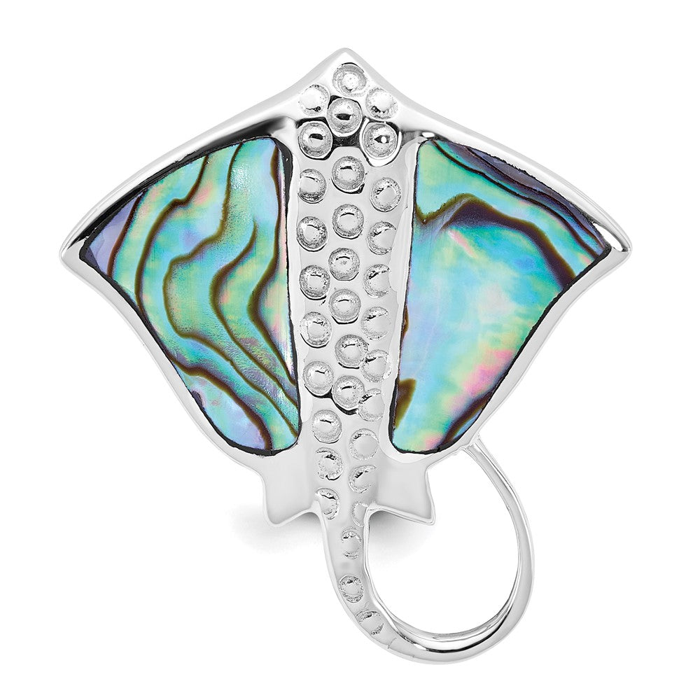 Sterling Silver Rhodium-plated Polished Abalone Stingray Ring