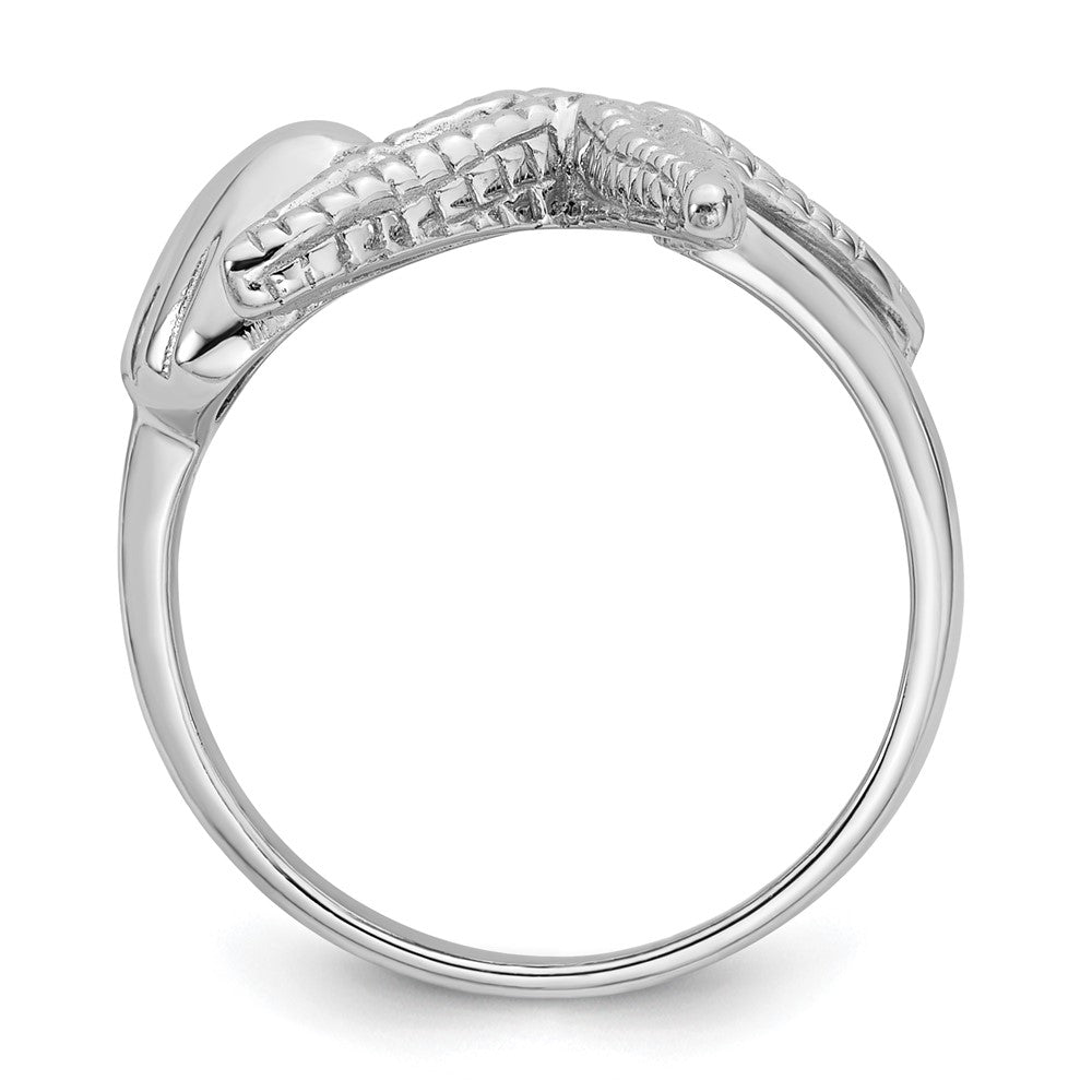 Sterling Silver Rhodium-plated Polished Sea Shell with Starfish Ring