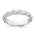 Sterling Silver Polished and Grooved Twisted Ring