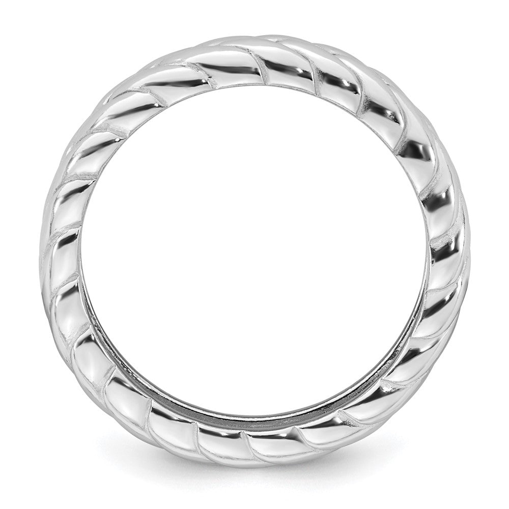 Sterling Silver Rhodium-plated Polished Chevron 5.0mm Ring