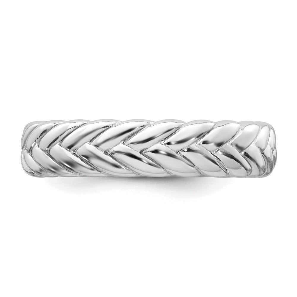 Sterling Silver Rhodium-plated Polished Chevron 5.0mm Ring