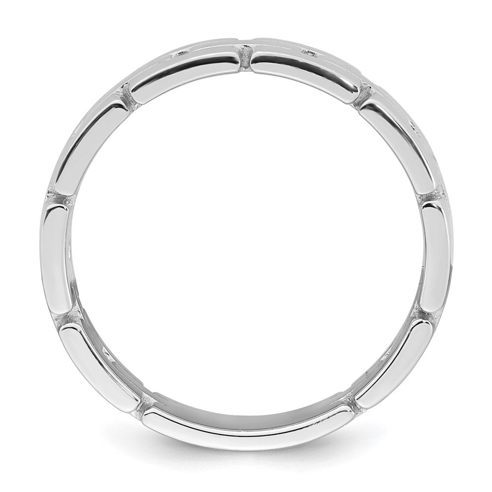 Sterling Silver Rhodium-plated Polished Brick Pattern Ring