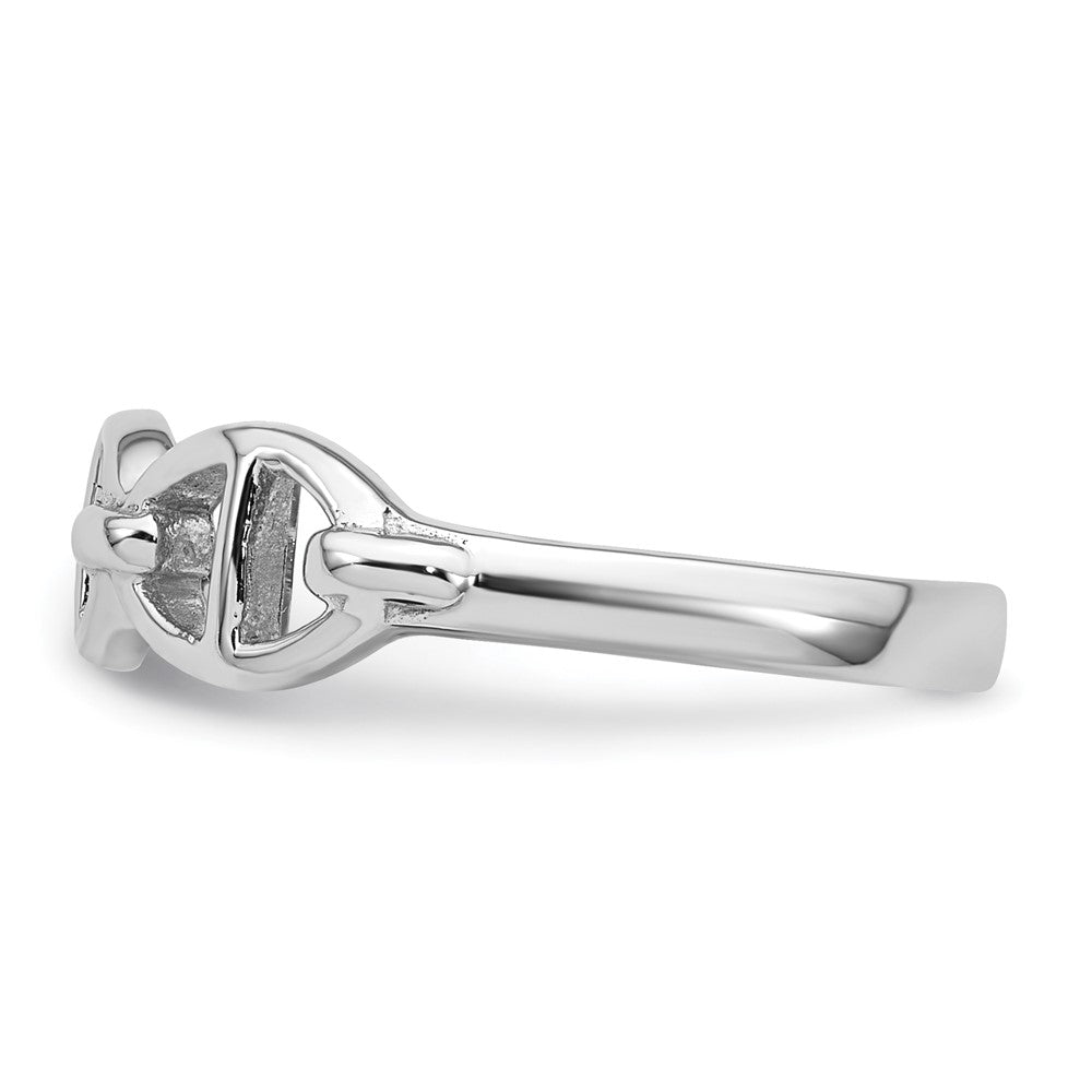 Sterling Silver Rhodium-plated Polished Mariner Link Ring