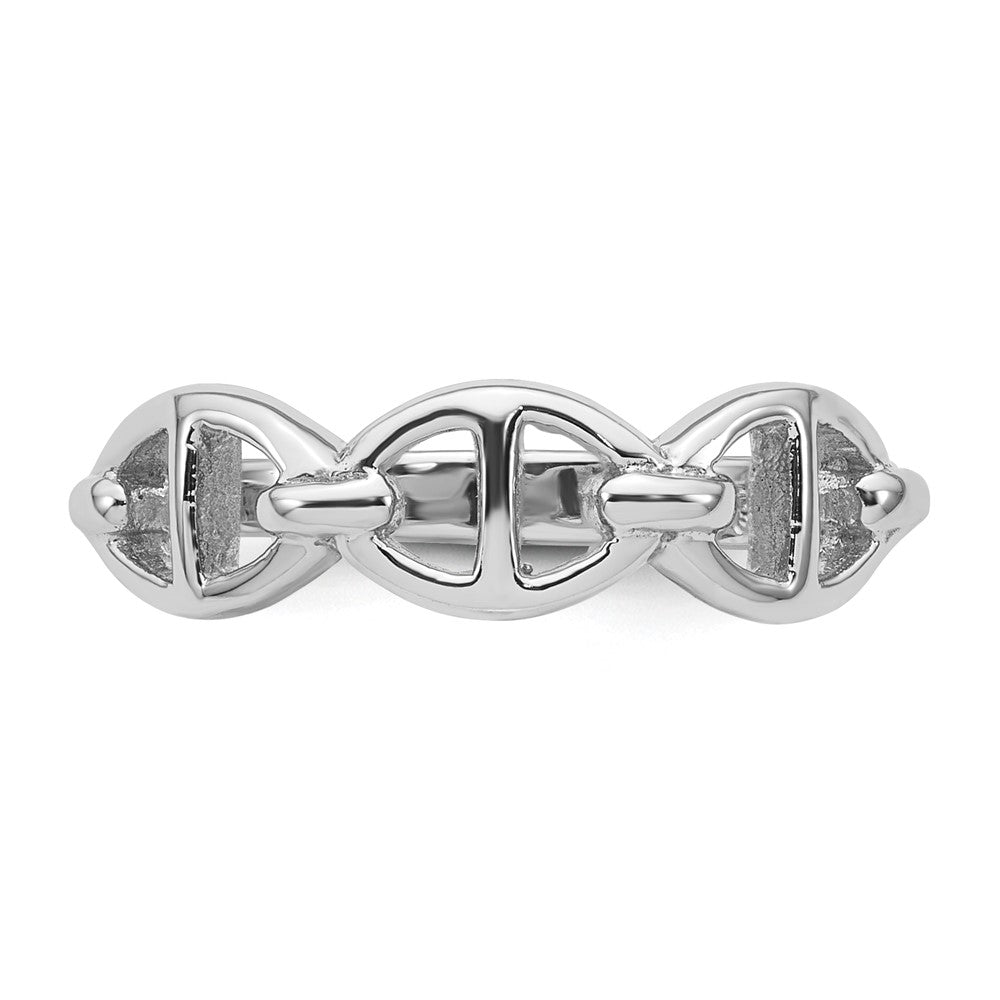 Sterling Silver Rhodium-plated Polished Mariner Link Ring