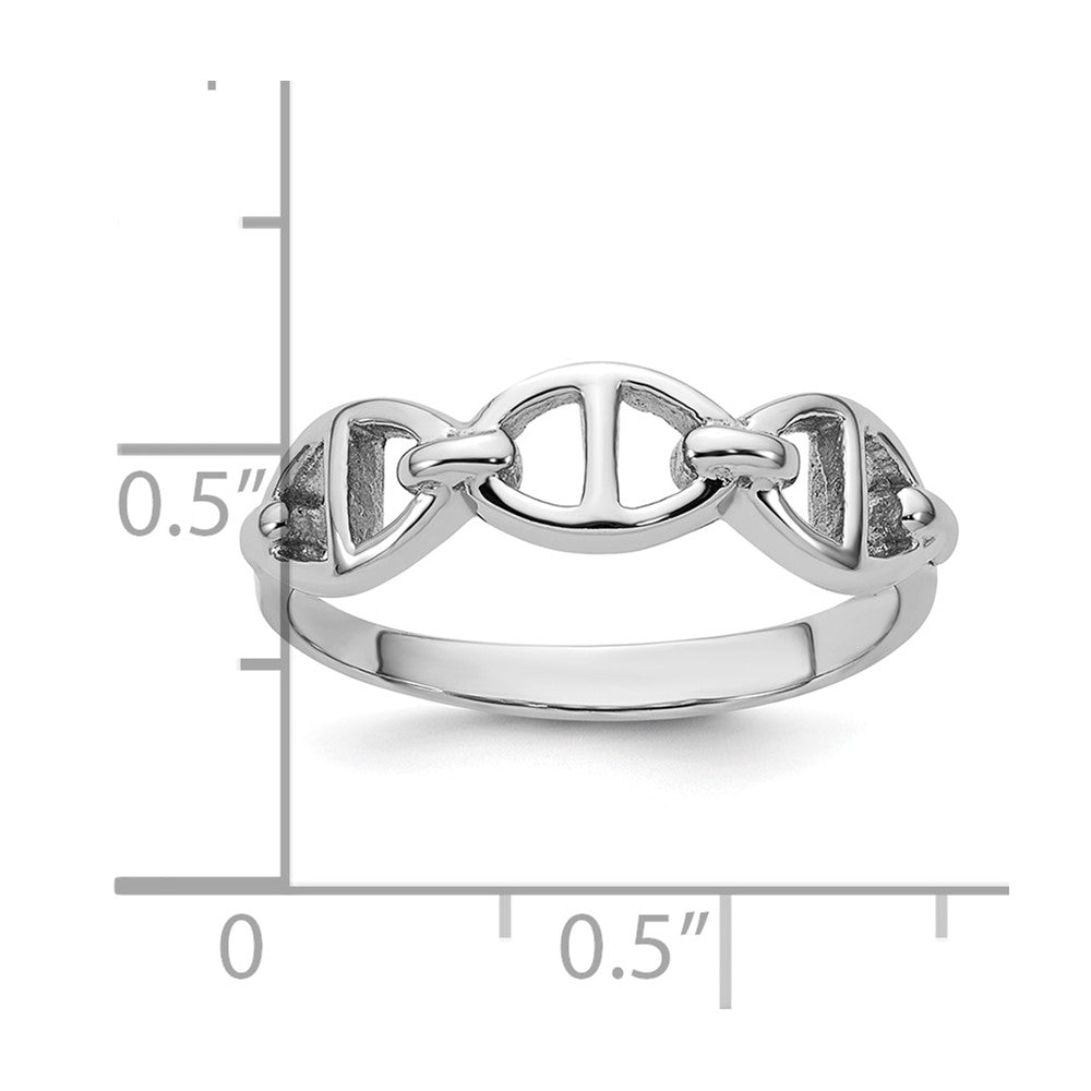 Sterling Silver Rhodium-plated Polished Mariner Link Ring