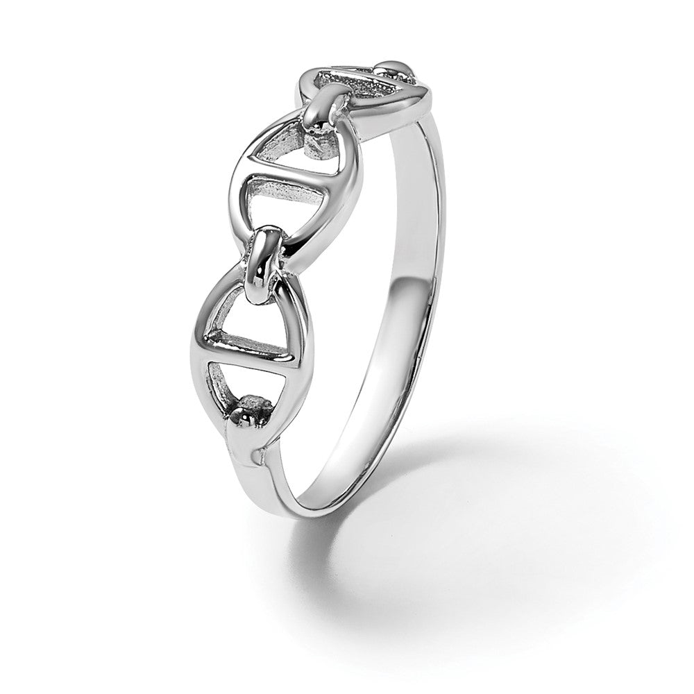 Sterling Silver Rhodium-plated Polished Mariner Link Ring