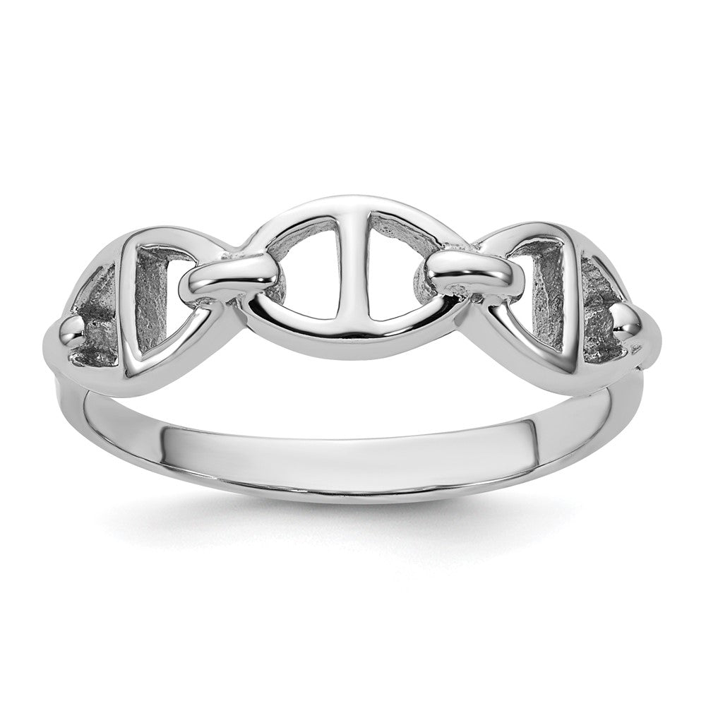 Sterling Silver Rhodium-plated Polished Mariner Link Ring