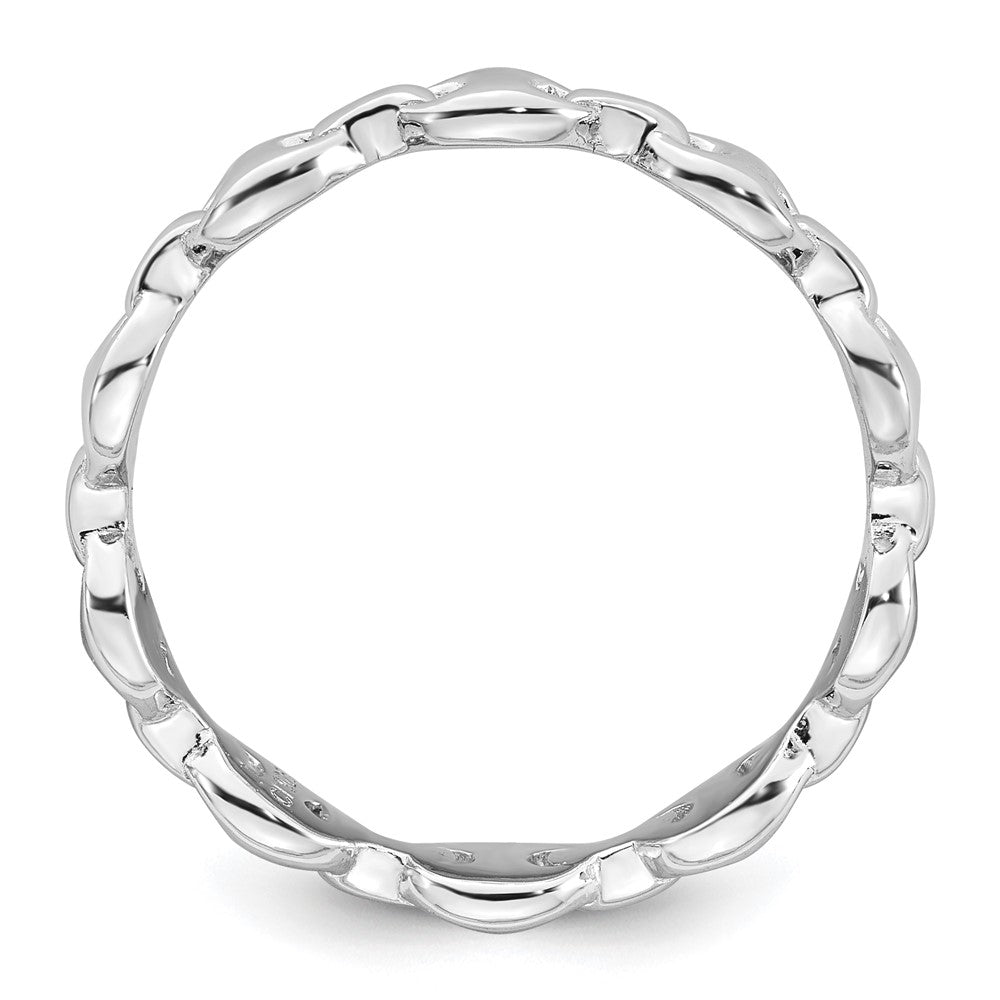 Sterling Silver Rhodium-plated Polished Puffed Mariner Link Ring