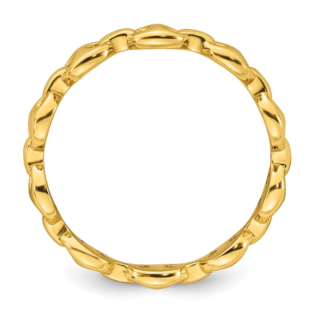 Sterling Silver Gold-tone Polished Puffed Mariner Link Ring