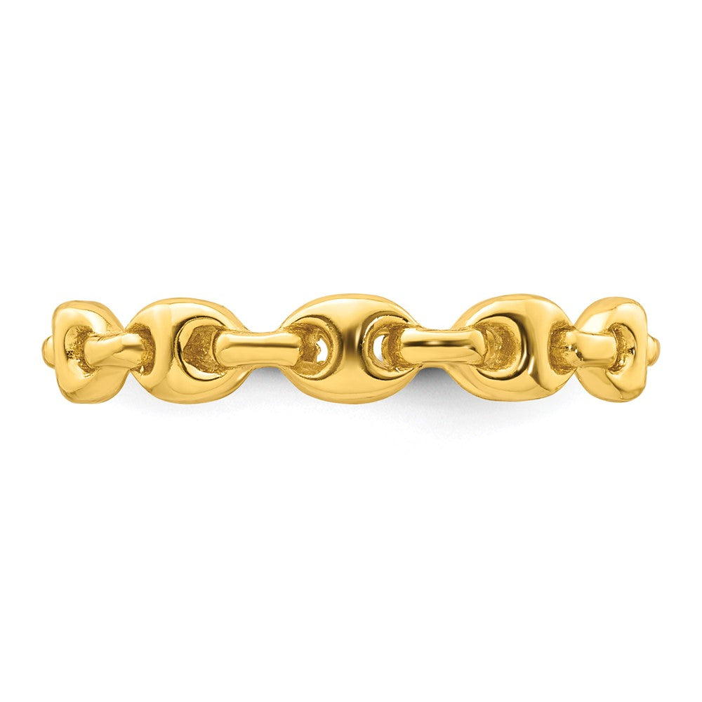 Sterling Silver Gold-tone Polished Puffed Mariner Link Ring