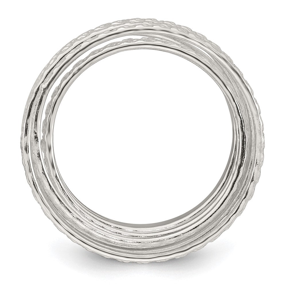 Sterling Silver Textured Wrapped SpRing Stacked Flexible Ring