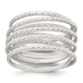 Sterling Silver Textured Wrapped SpRing Stacked Flexible Ring