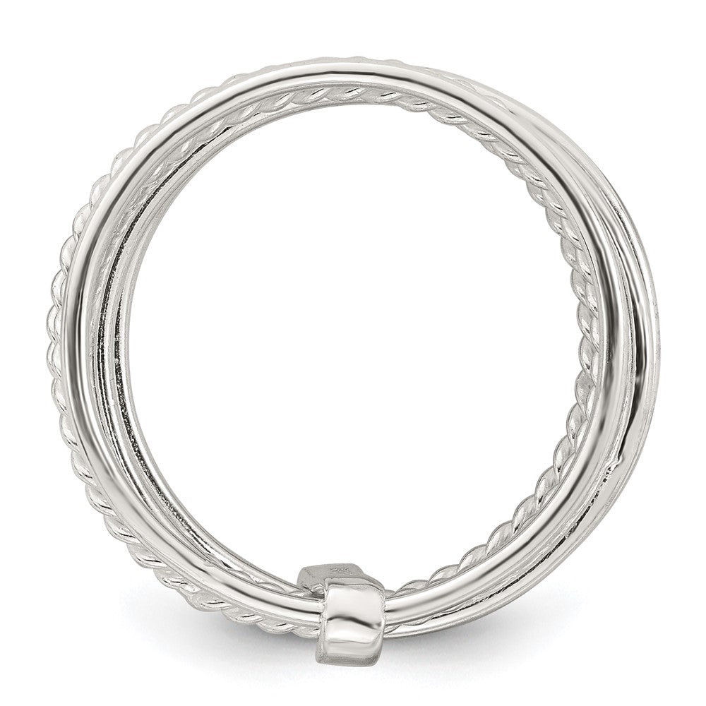 Sterling Silver Polished and Twisted Multi Band Ring