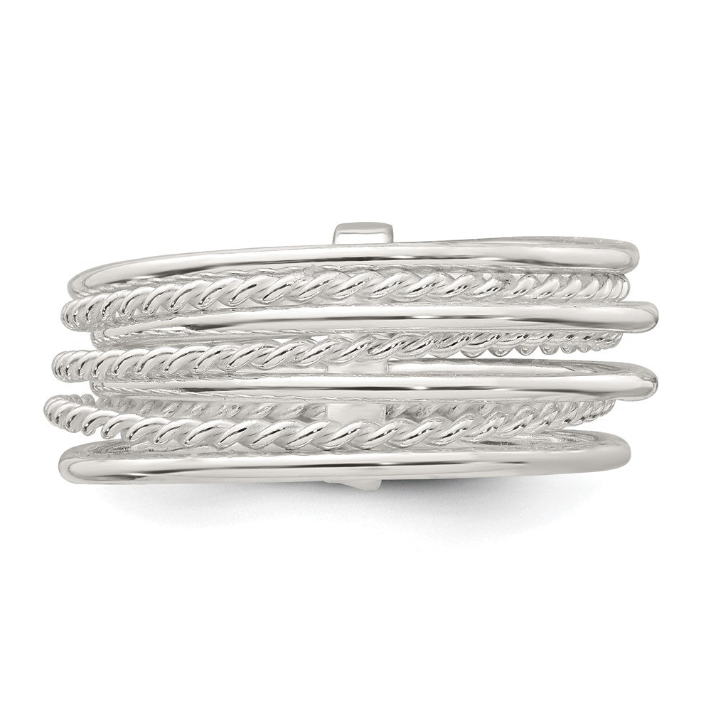 Sterling Silver Polished and Twisted Multi Band Ring