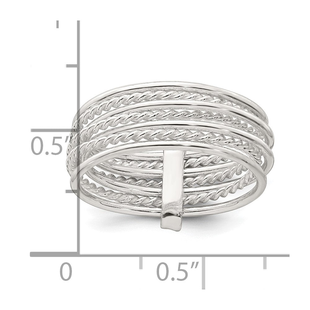 Sterling Silver Polished and Twisted Multi Band Ring