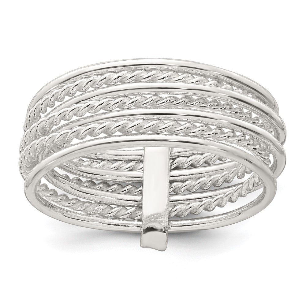 Sterling Silver Polished and Twisted Multi Band Ring