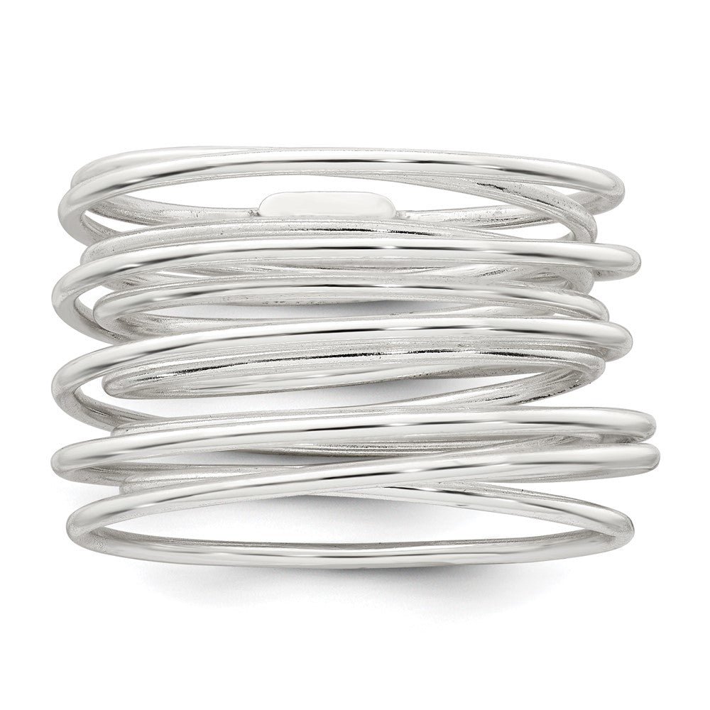 Sterling Silver Polished Multi Band Flexible Ring