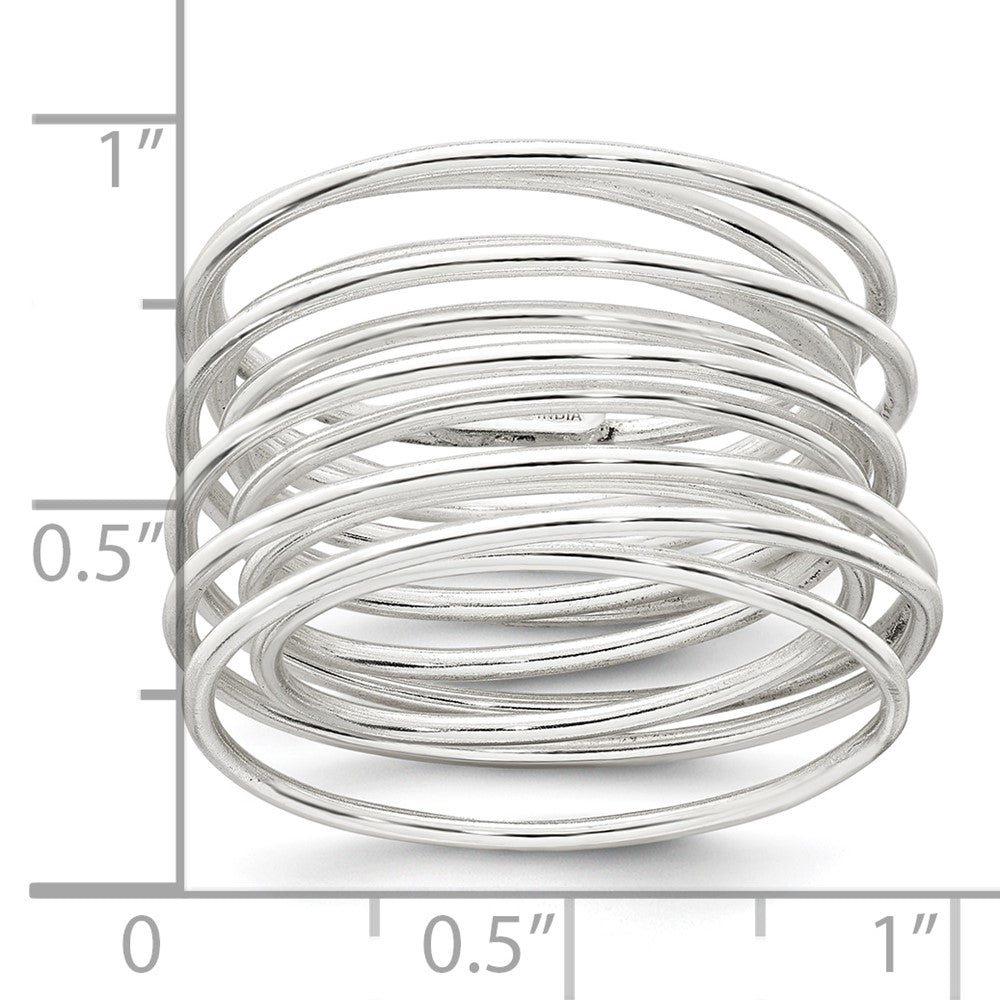 Sterling Silver Polished Multi Band Flexible Ring