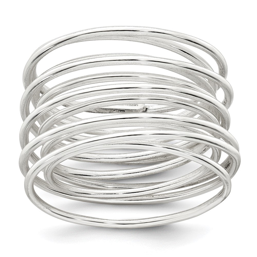 Sterling Silver Polished Multi Band Flexible Ring