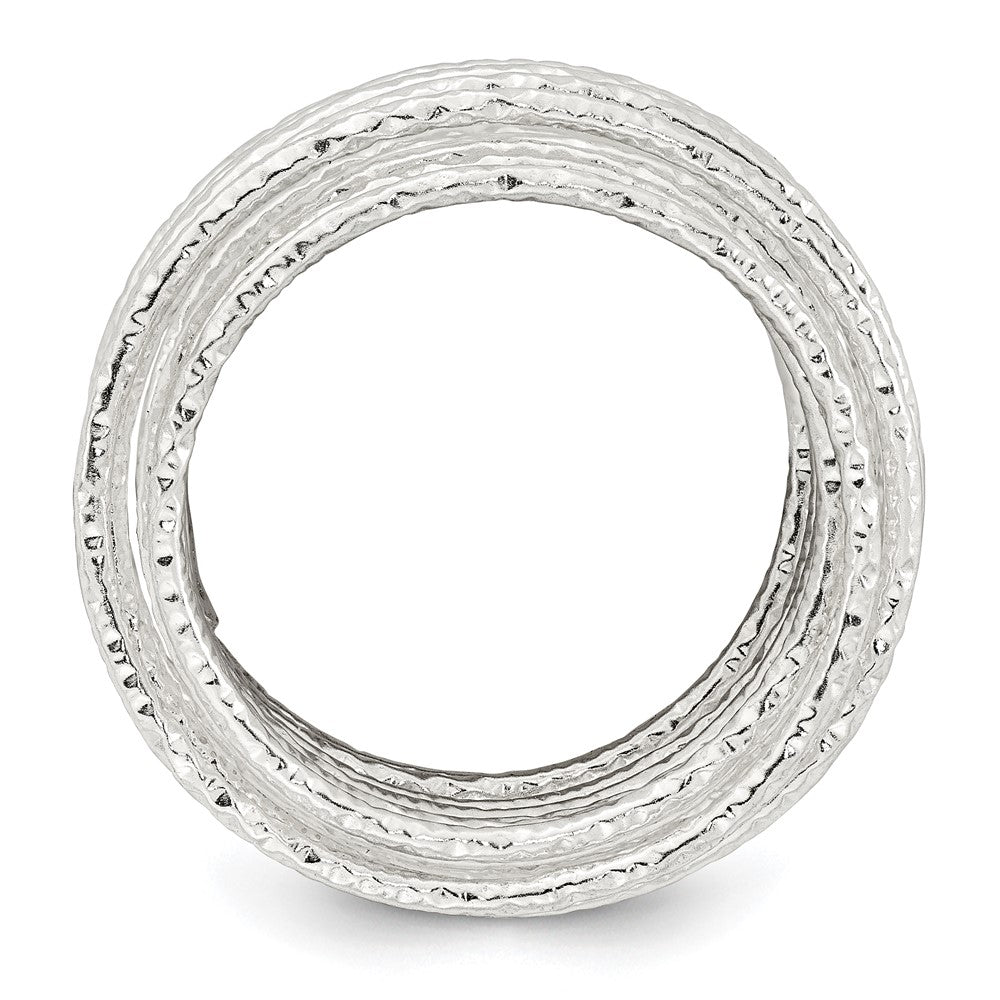 Sterling Silver Textured Multi Band Flexible Ring