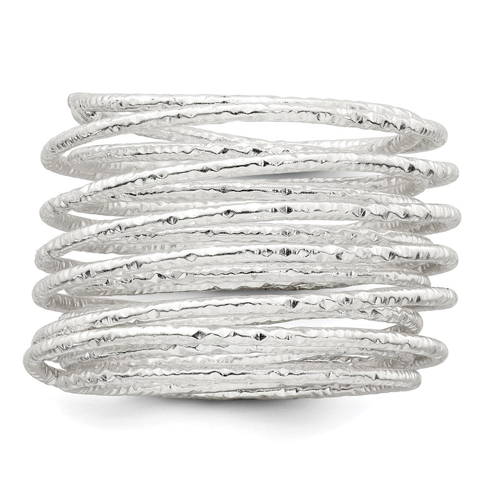 Sterling Silver Textured Multi Band Flexible Ring
