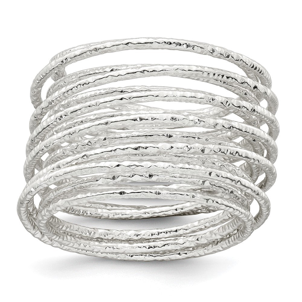 Sterling Silver Textured Multi Band Flexible Ring