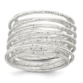Sterling Silver Textured Multi Band Flexible Ring