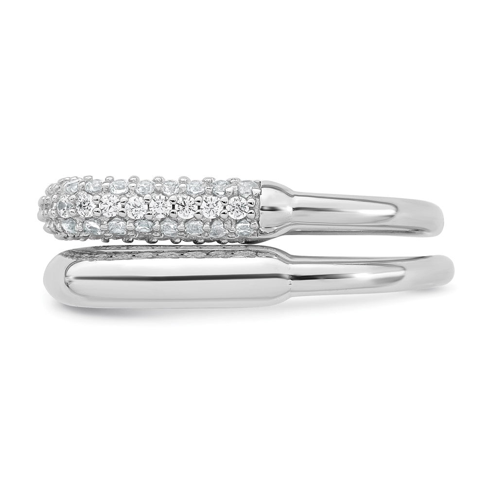 Sterling Silver RH-plated Polished and Pave CZ Square Ring Set