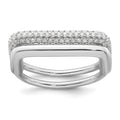 Sterling Silver RH-plated Polished and Pave CZ Square Ring Set