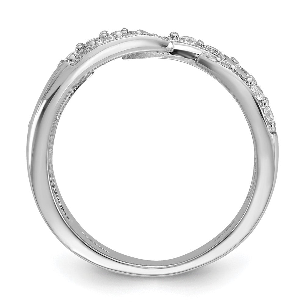 Sterling Silver Rhodium-plated CZ Multi Row Ring
