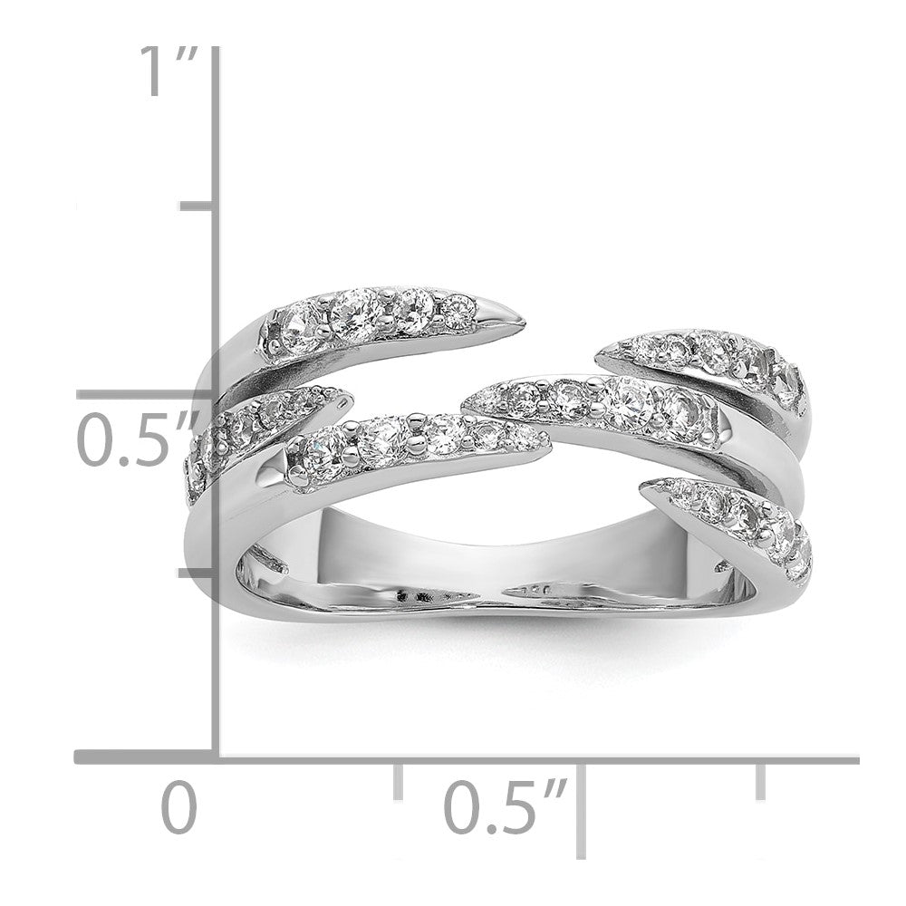 Sterling Silver Rhodium-plated CZ Multi Row Ring