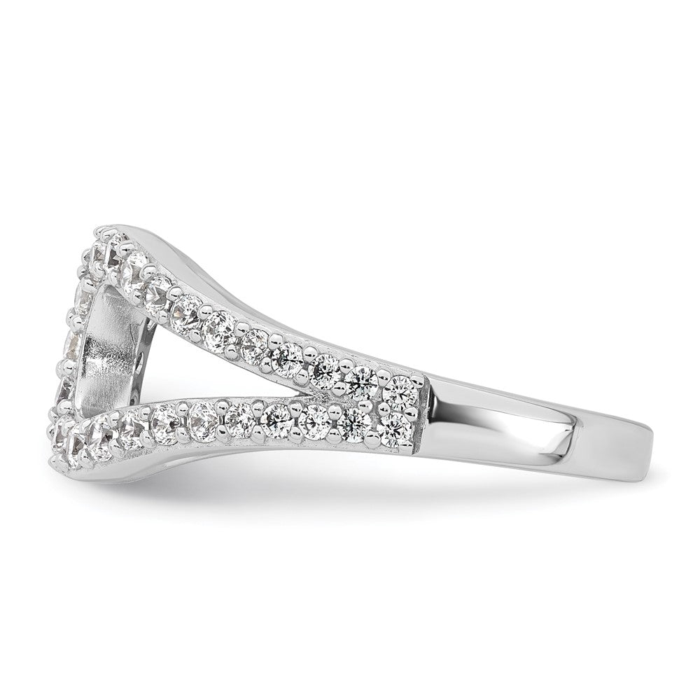 Sterling Silver Rhodium-plated Polished CZ Ring