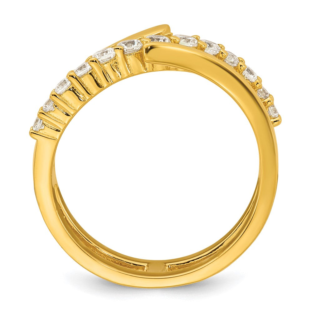 Sterling Silver Gold-tone Polished Fancy CZ Ring