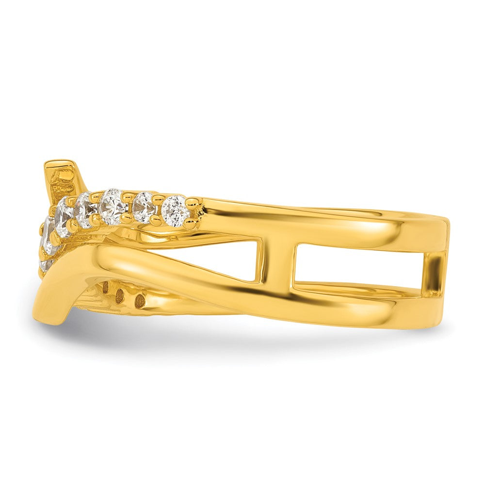 Sterling Silver Gold-tone Polished Fancy CZ Ring