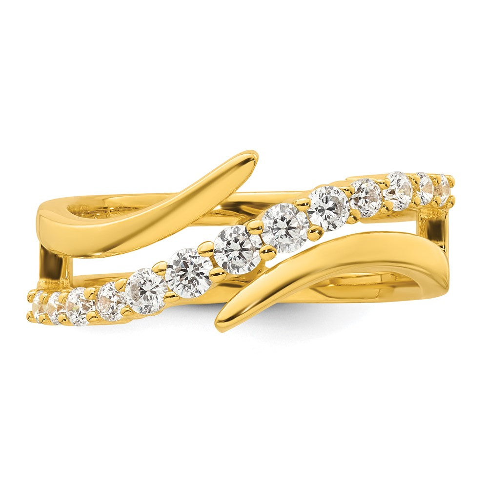 Sterling Silver Gold-tone Polished Fancy CZ Ring