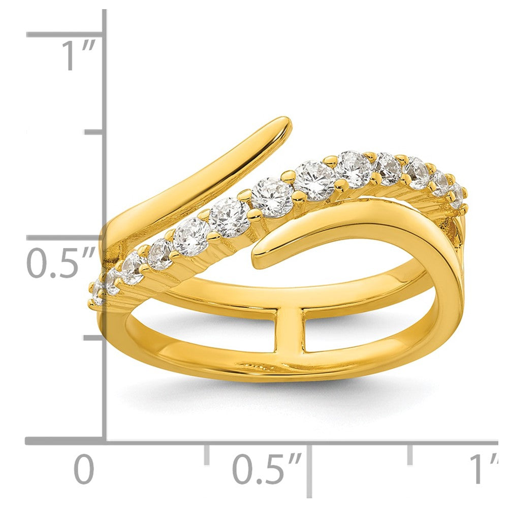 Sterling Silver Gold-tone Polished Fancy CZ Ring