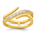 Sterling Silver Gold-tone Polished Fancy CZ Ring