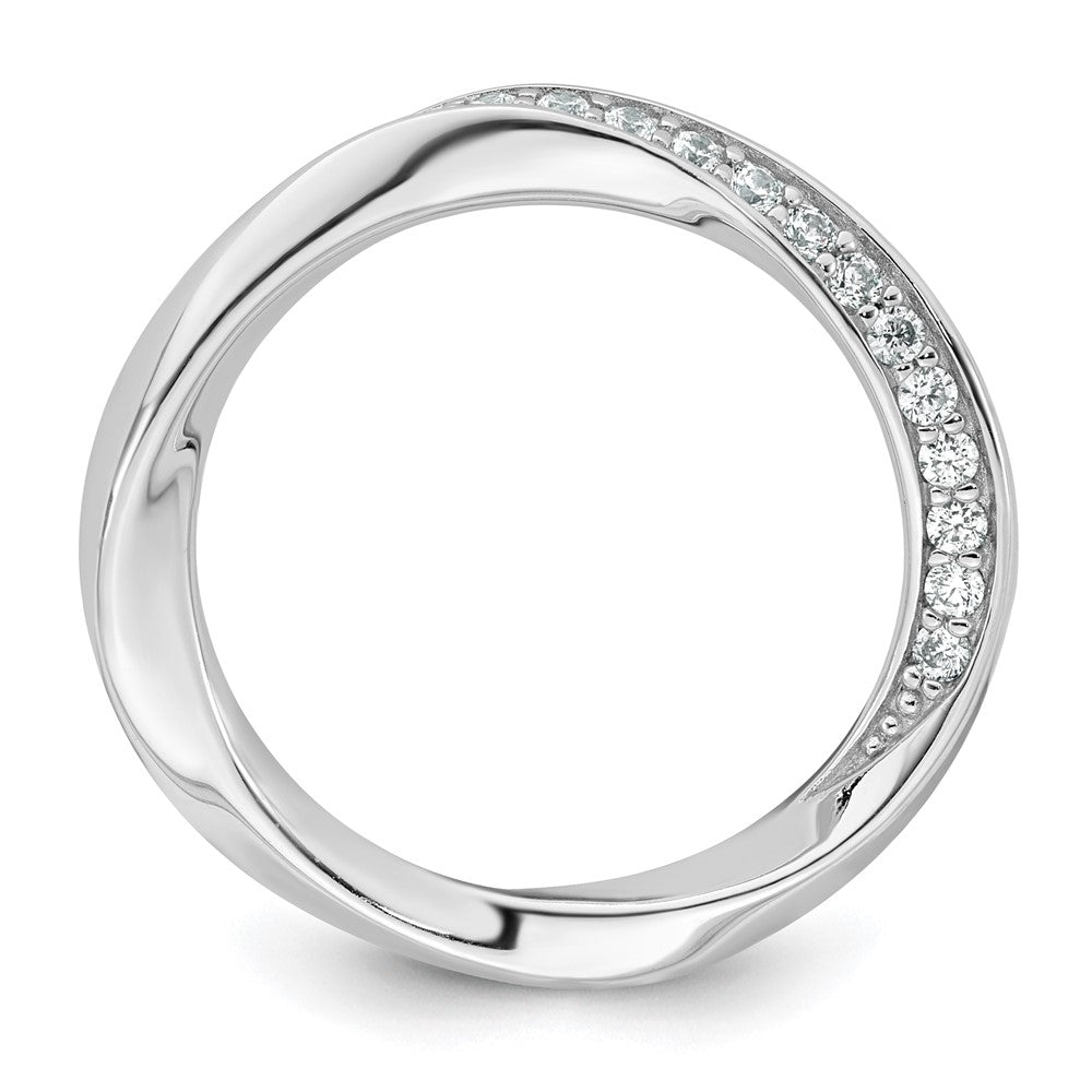 Sterling Silver Rhodium-plated Polished and Twisted CZ Ring