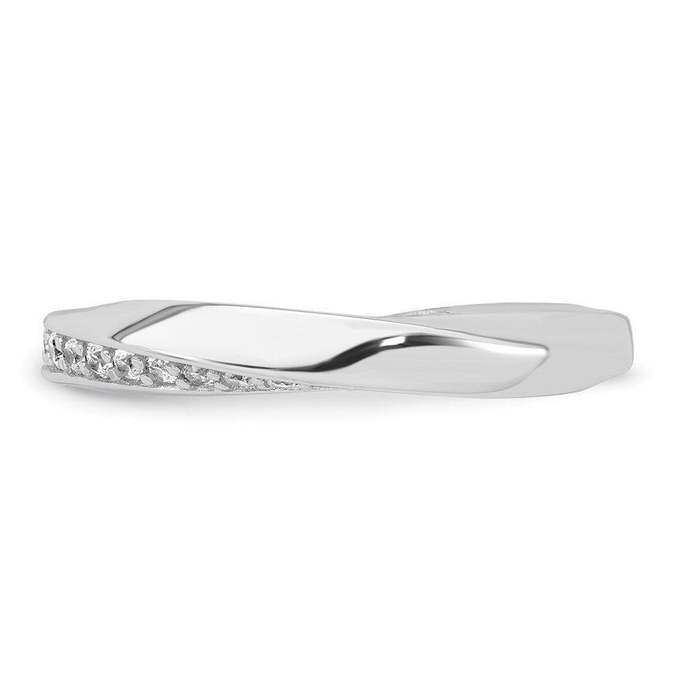 Sterling Silver Rhodium-plated Polished and Twisted CZ Ring
