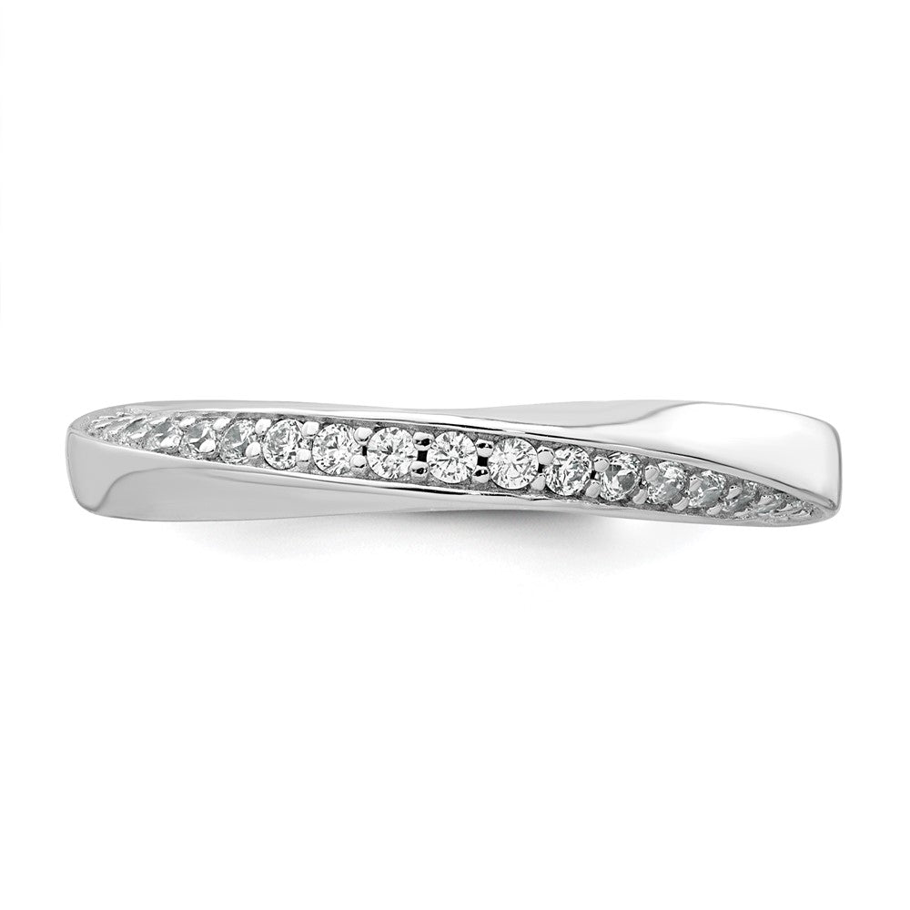Sterling Silver Rhodium-plated Polished and Twisted CZ Ring