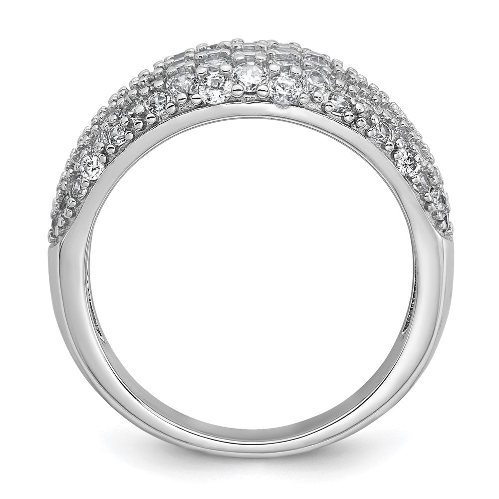 Sterling Silver Rhodium-plated Polished Tapered Pave CZ Ring