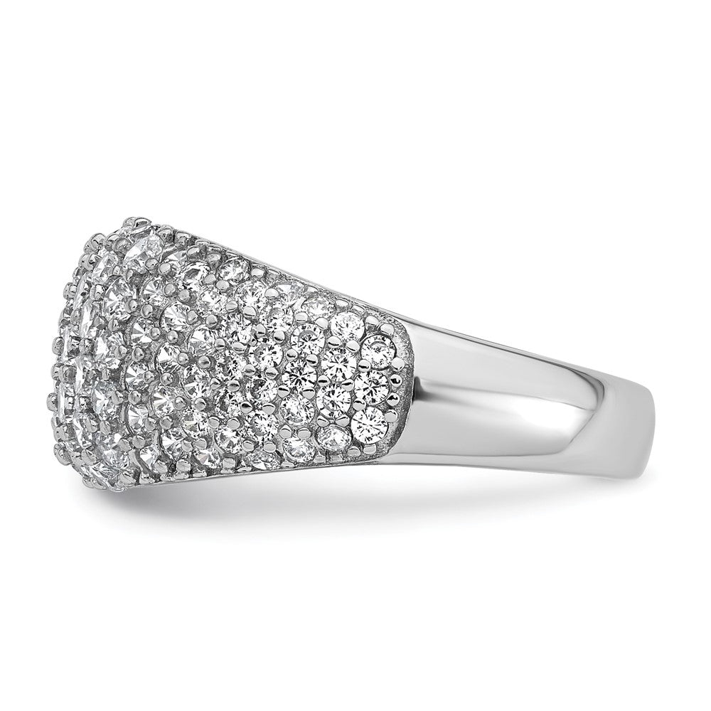 Sterling Silver Rhodium-plated Polished Tapered Pave CZ Ring