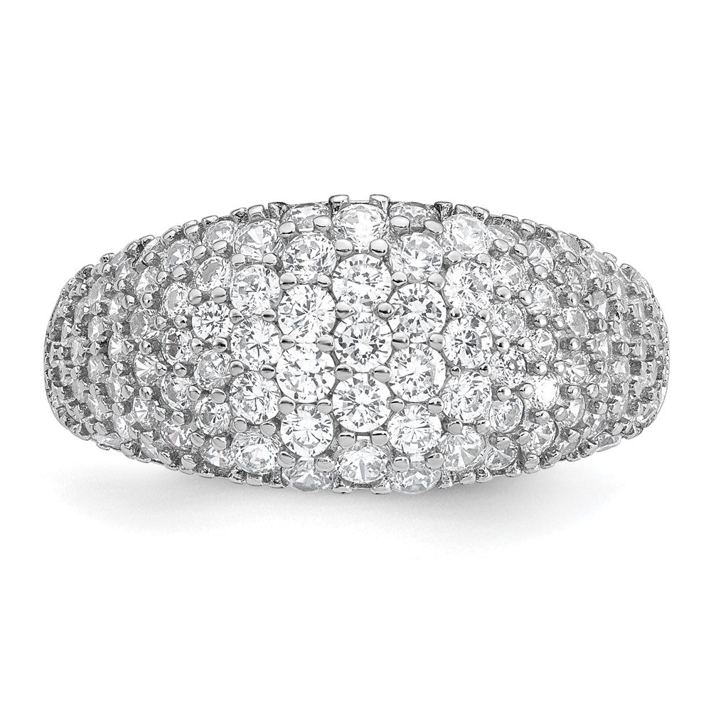 Sterling Silver Rhodium-plated Polished Tapered Pave CZ Ring